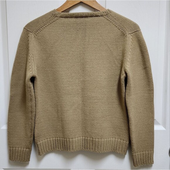 Wool Blend Knit Sweater Women Sz 4 Brown Pullover V Neck Boxy Thick Soft Classic - Picture 2 of 8
